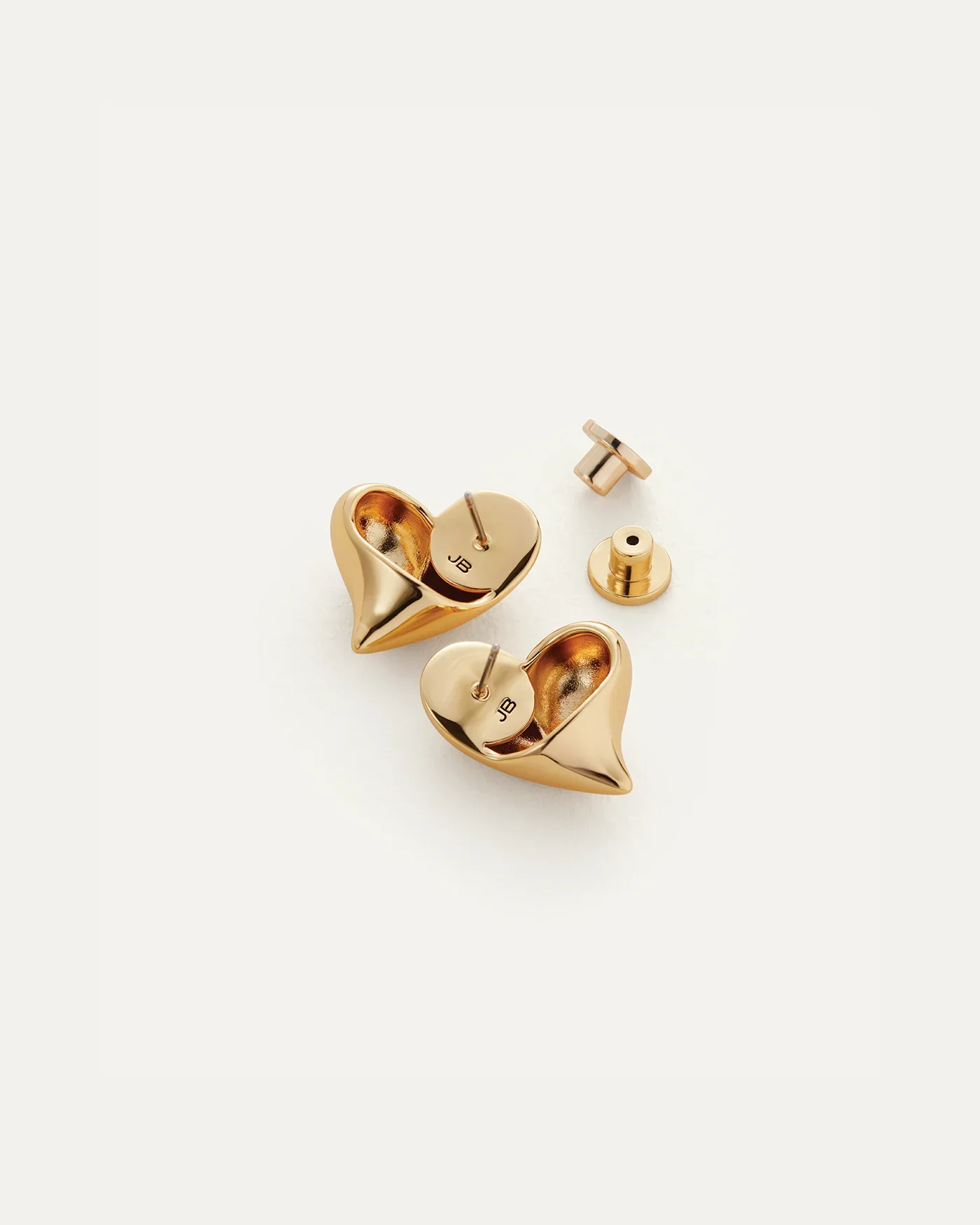 Art Heart Button Earrings in Gold - Image 3