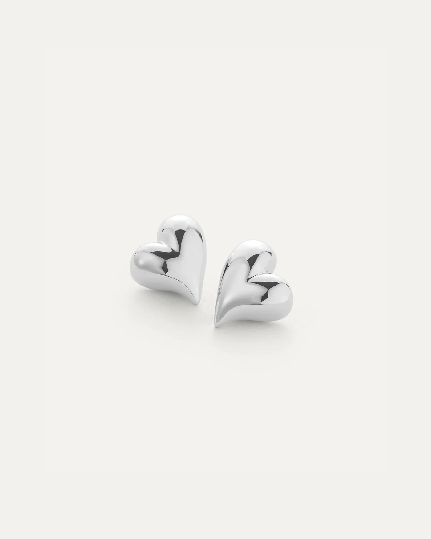 Art Heart Button Earrings in Silver