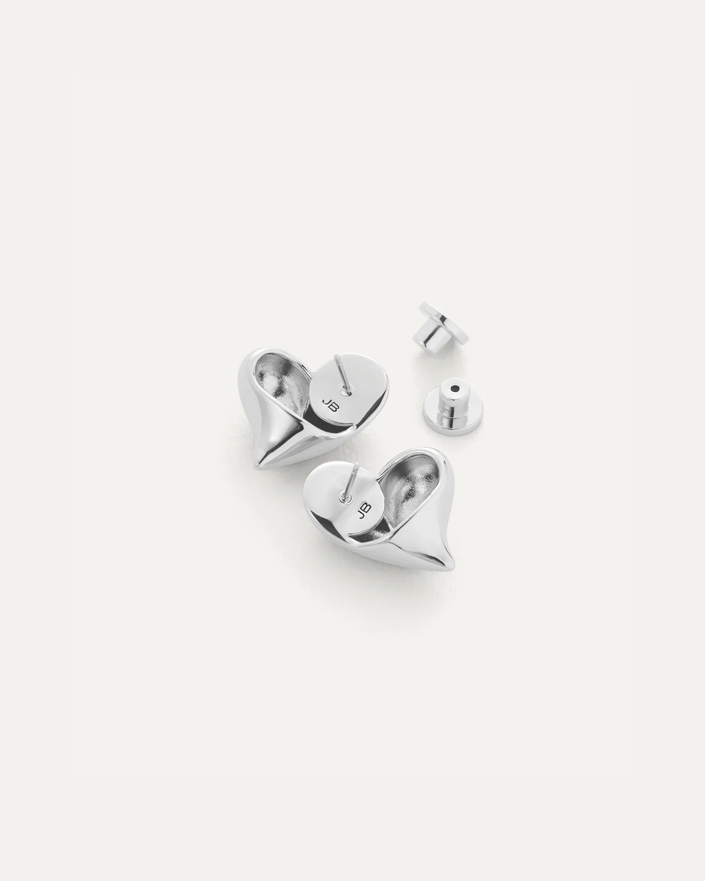 Art Heart Button Earrings in Silver - Image 3