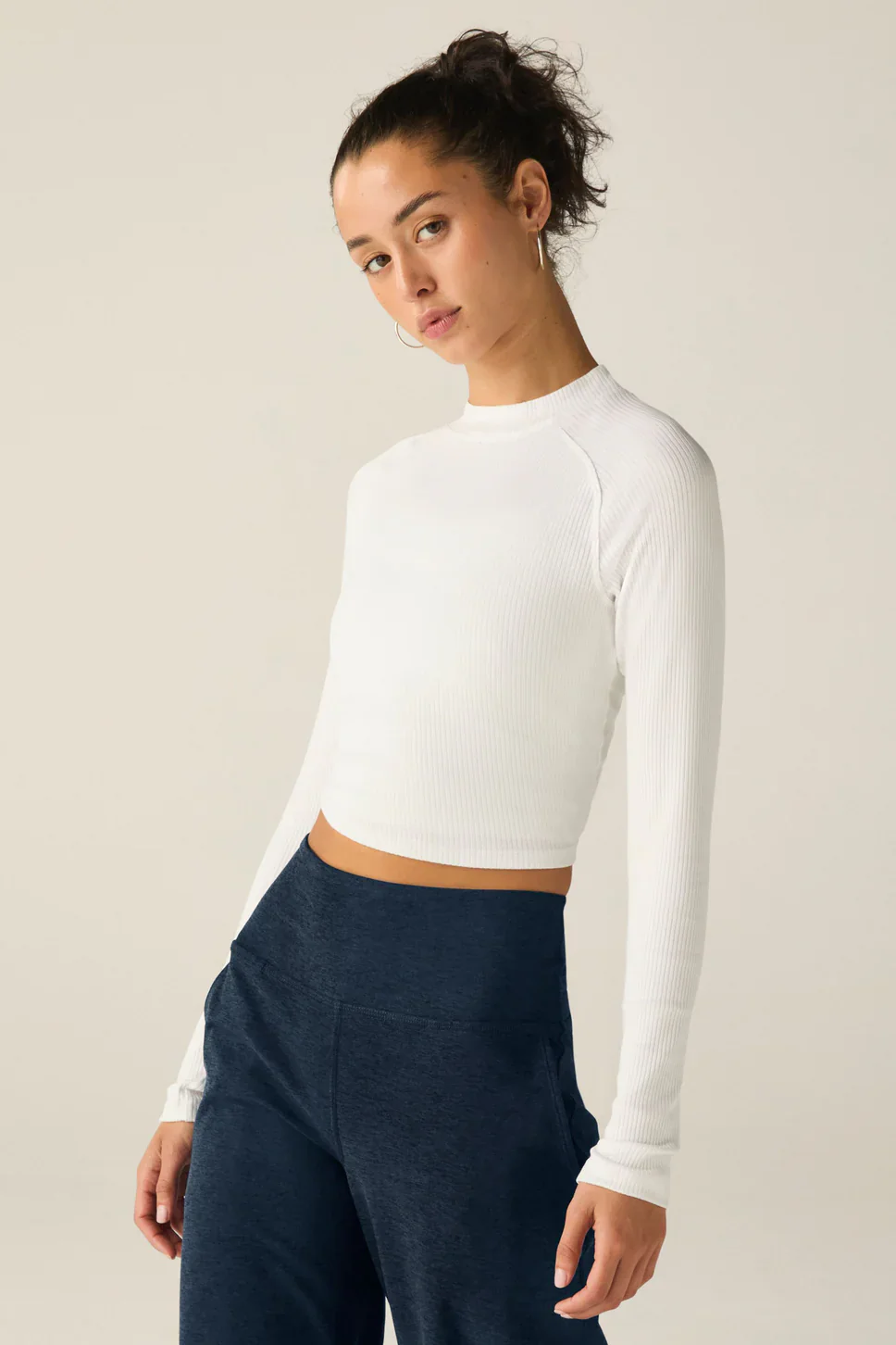 Contours Mock Neck Cropped Top - Image 2