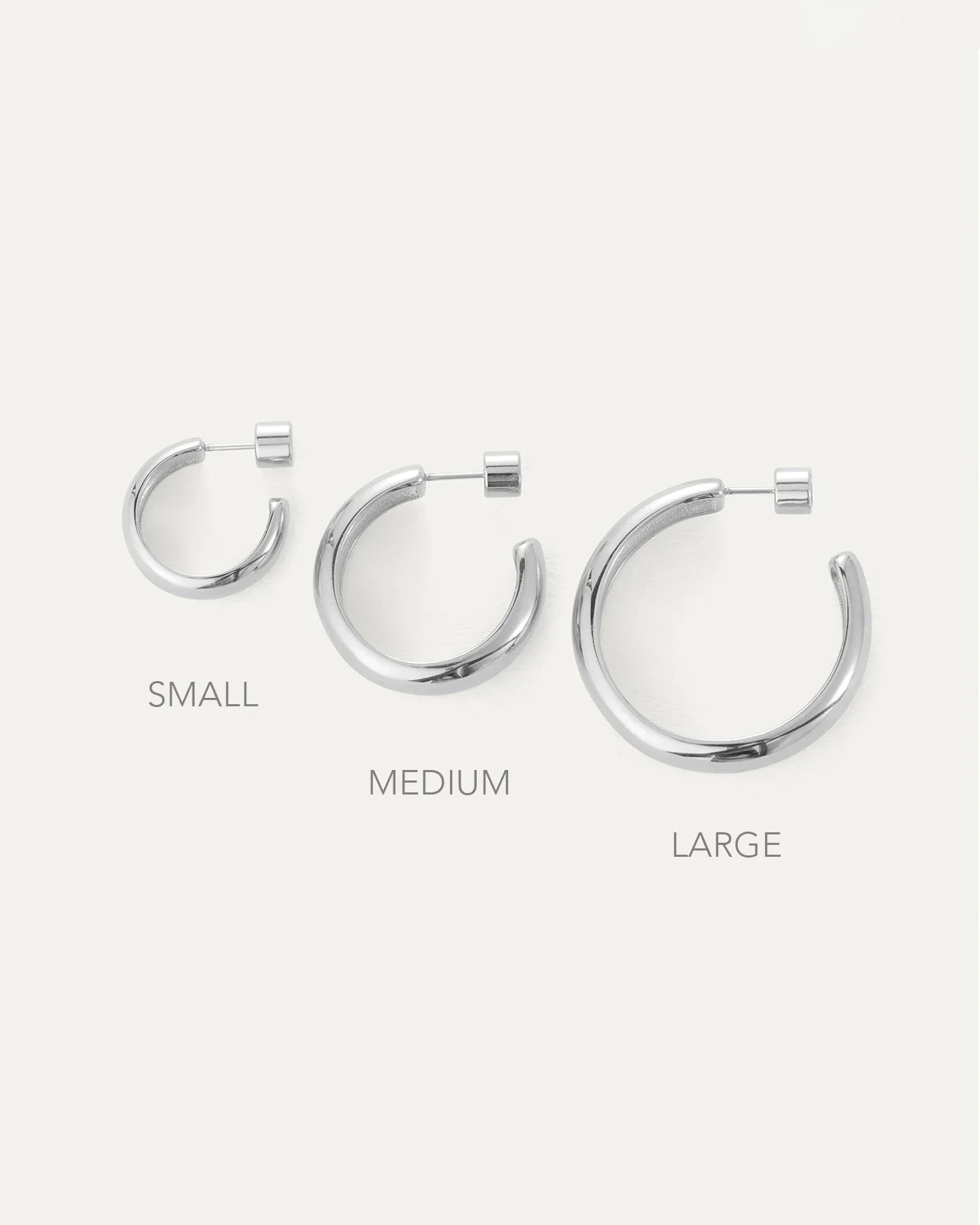 Staple Hoop Earrings Large in Silver - Image 3