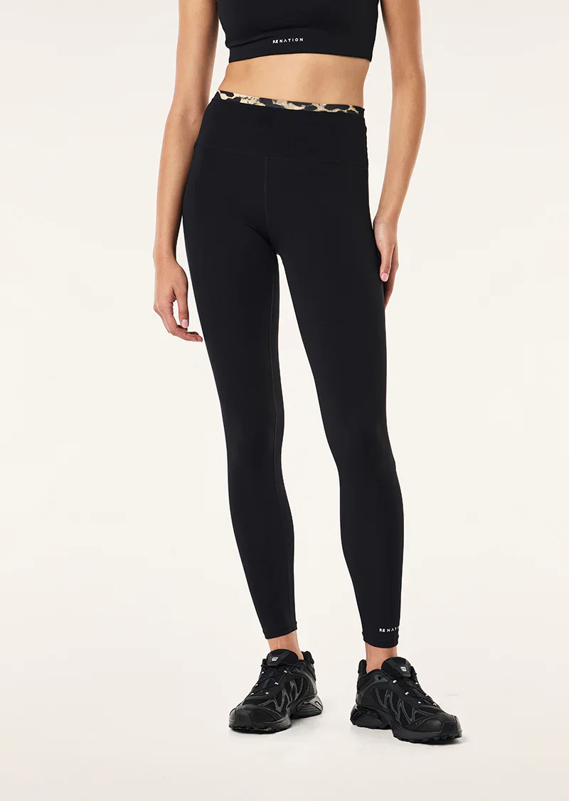 Vita Legging in Black & Leopard - Image 3
